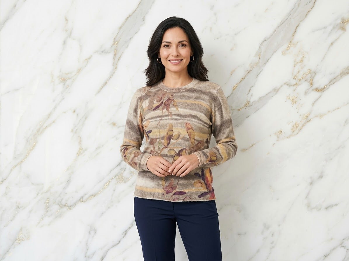 Flauschpulli mit Blumenmuster – Weicher Damen-Pullover für Herbst & Winter