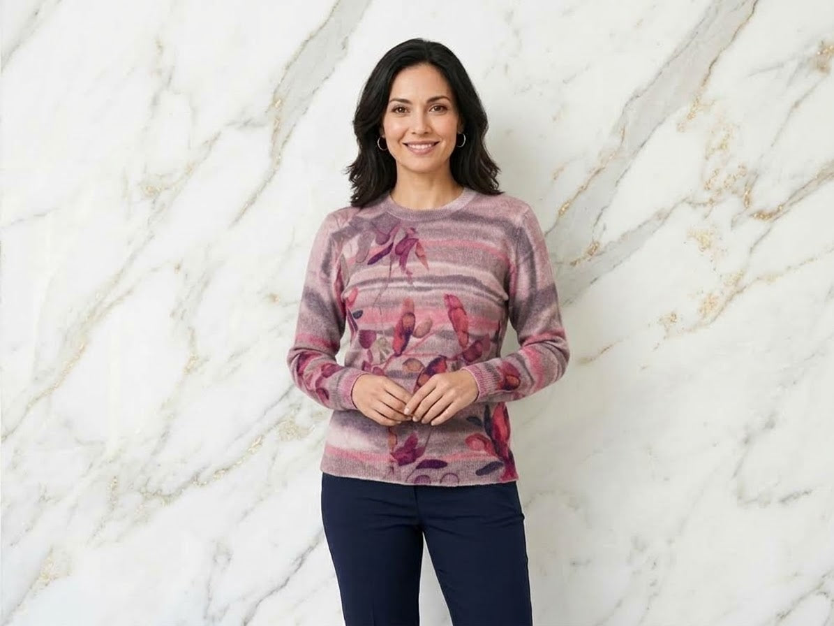 Flauschpulli mit Blumenmuster – Weicher Damen-Pullover für Herbst & Winter