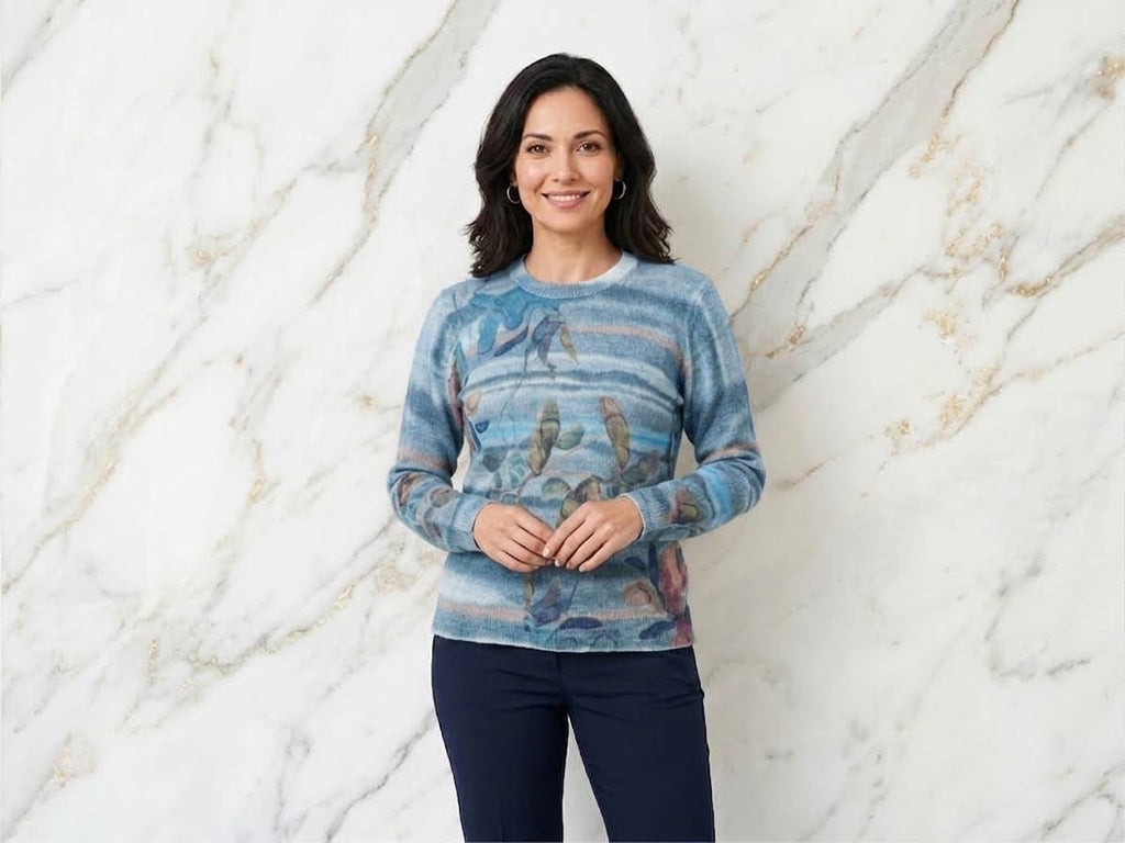 Flauschpulli mit Blumenmuster – Weicher Damen-Pullover für Herbst & Winter