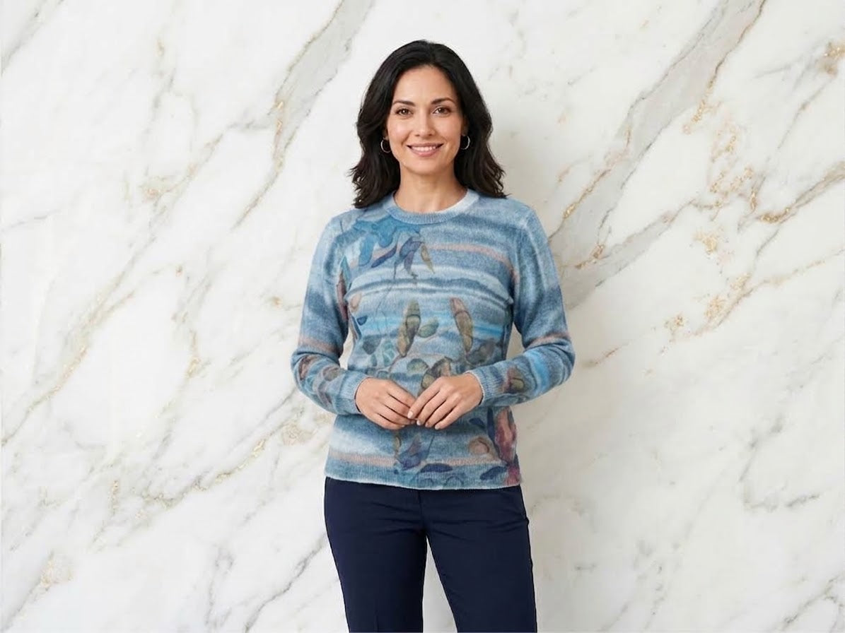 Flauschpulli mit Blumenmuster – Weicher Damen-Pullover für Herbst & Winter