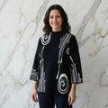 Feinstrickpulli 3/4-Arm mit Muster – Eleganter Damen-Pullover mit Schildkrötkragen