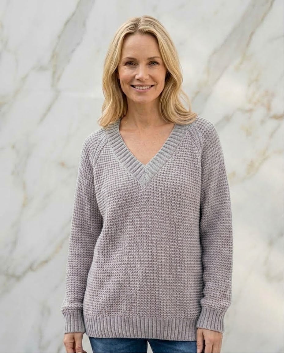 Chenille V-Ausschnitt Pulli