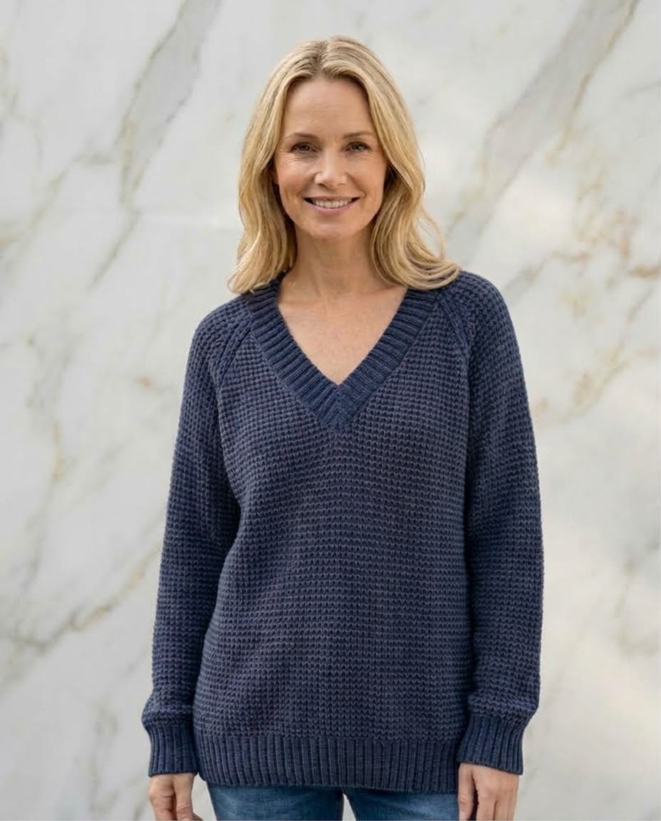 Chenille V-Ausschnitt Pulli