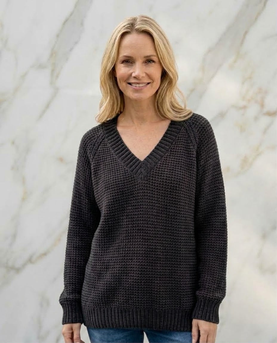 Chenille V-Ausschnitt Pulli