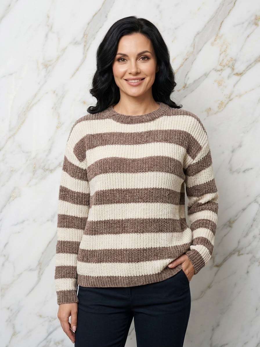 weicher Chenille Streifen Pulli