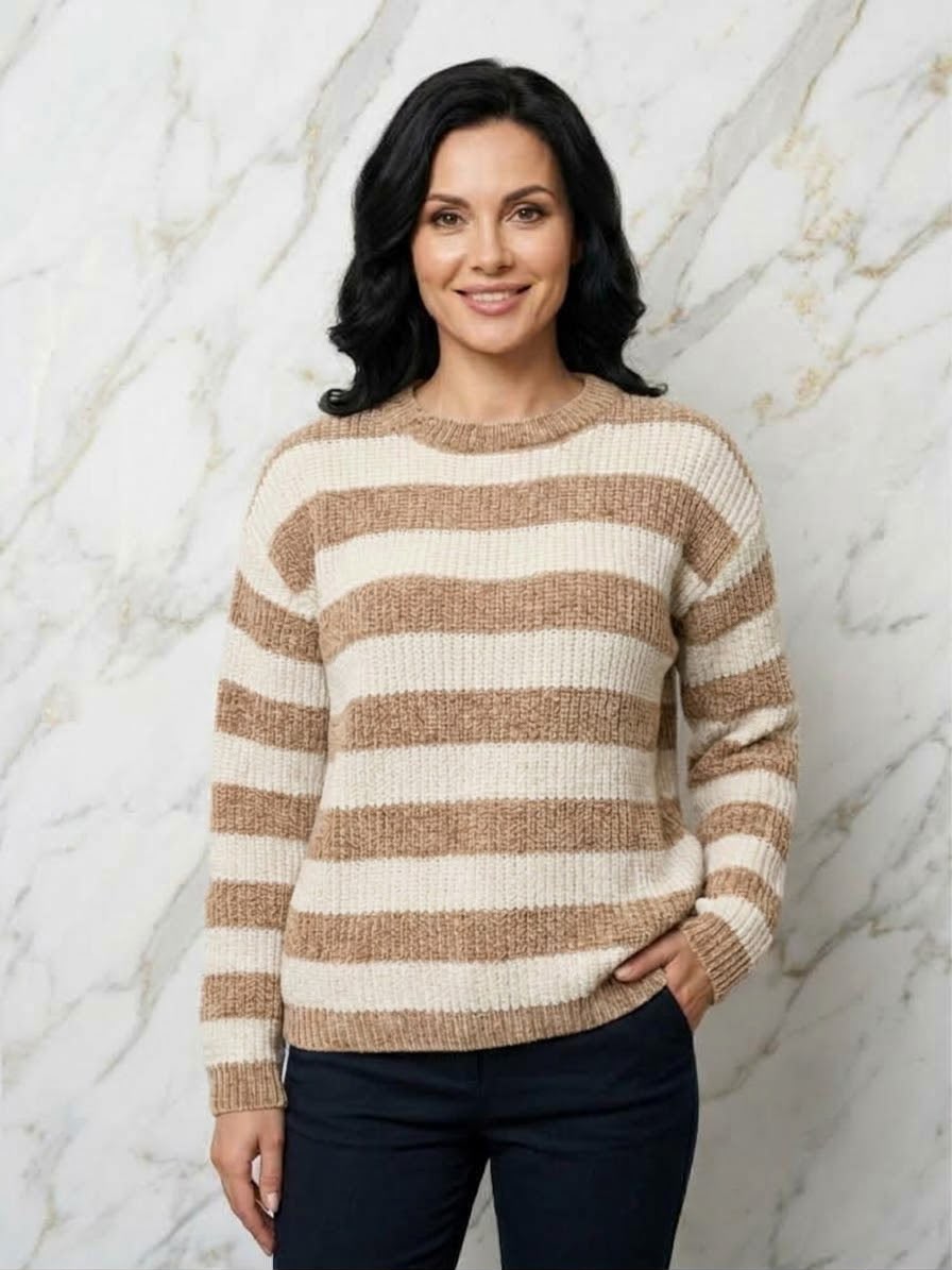 weicher Chenille Streifen Pulli