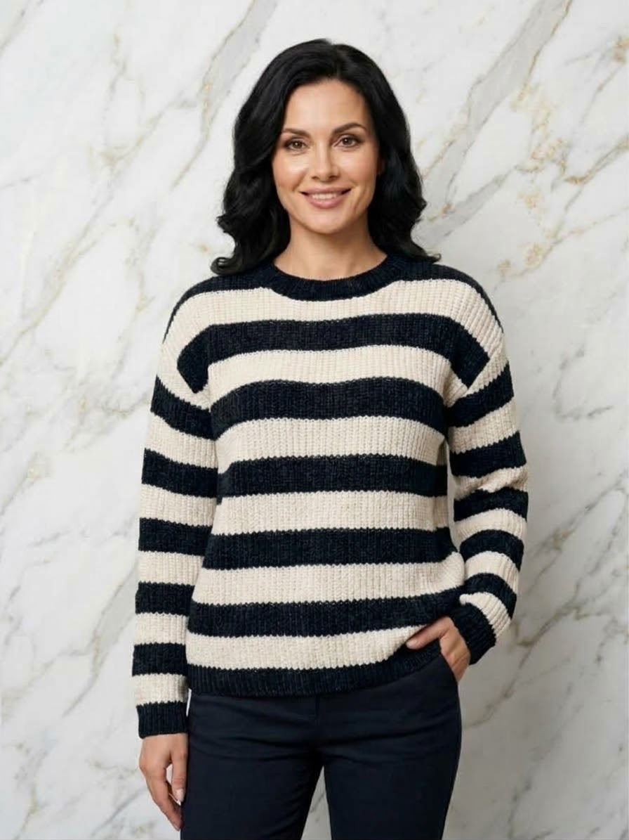 weicher Chenille Streifen Pulli