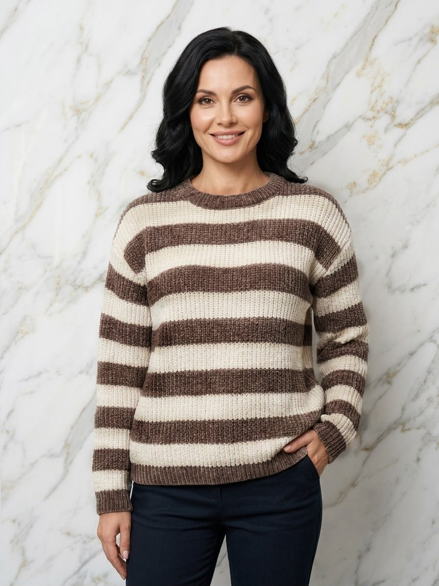 weicher Chenille Streifen Pulli