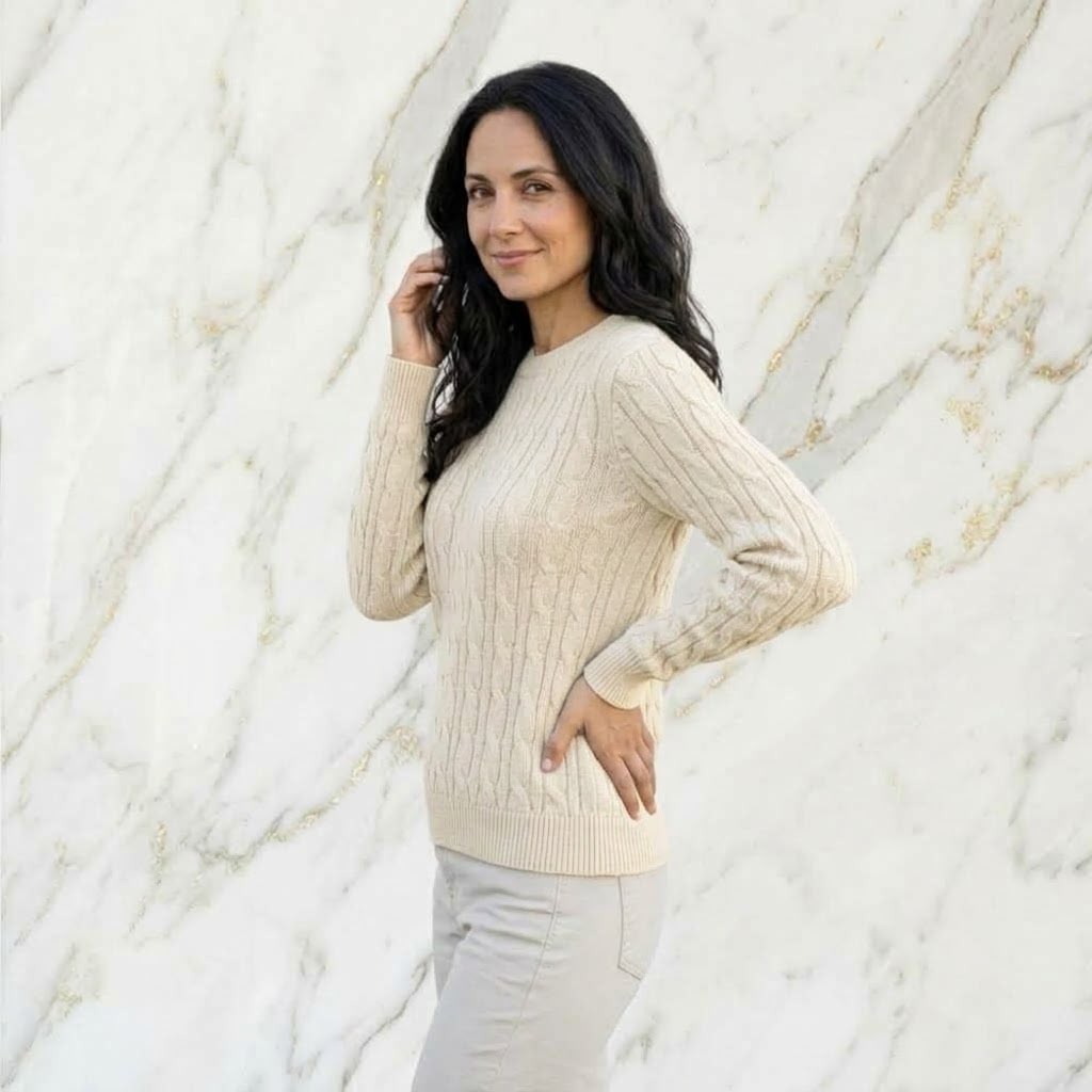 Langarm Feinstrickpulli Zopfmuster