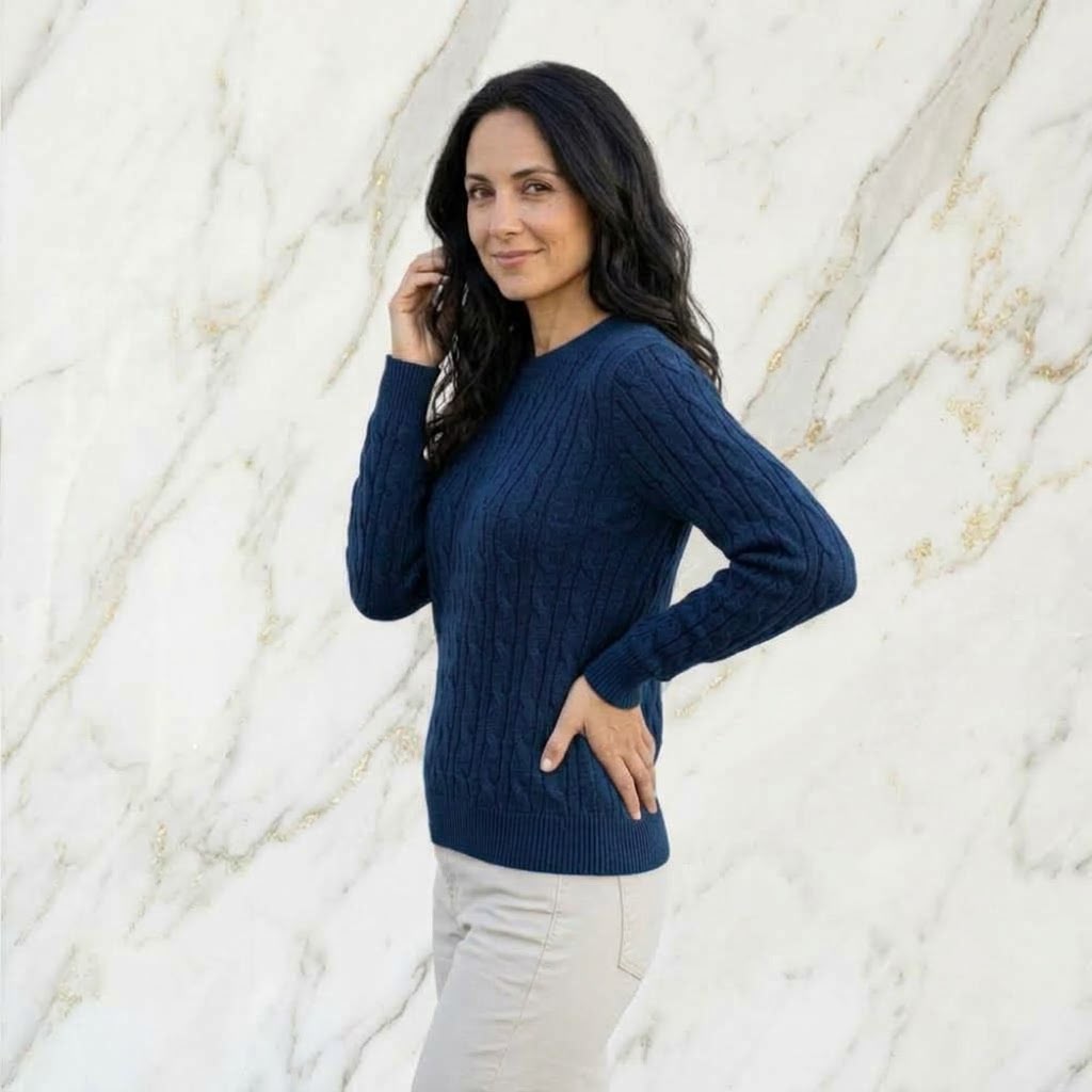 Langarm Feinstrickpulli Zopfmuster