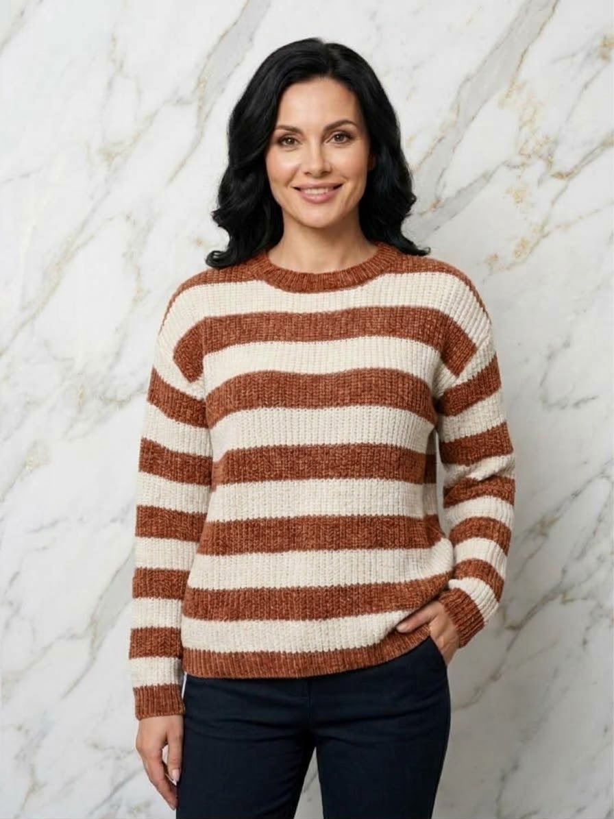 weicher Chenille Streifen Pulli