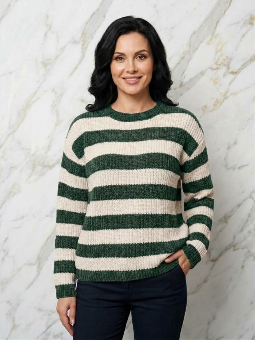 weicher Chenille Streifen Pulli